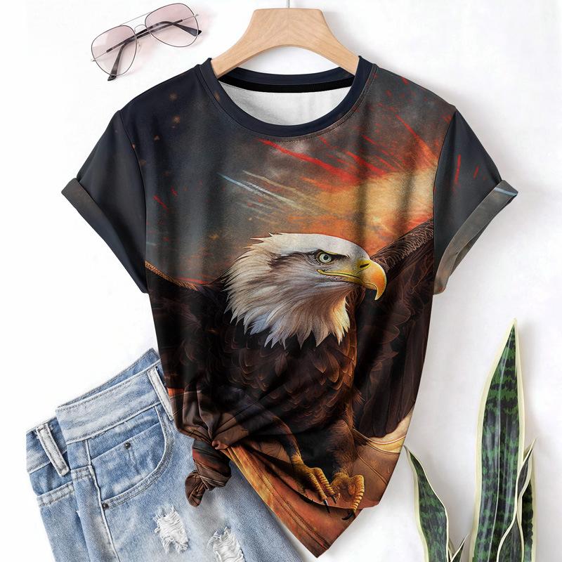 Lässiges Damen-T-Shirt Rundhalsausschnitt Kurzarm Damen-T-Shirt Sommer Leichtes Stoff-Shirt