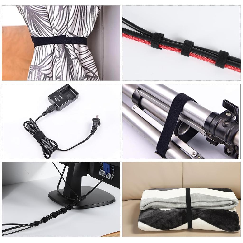 Cable Ties, Velcro Fasteners, for Wiring, Storage, and Securing Freely Cuttable Reusable Double-Sided Velcro (25mm10m)