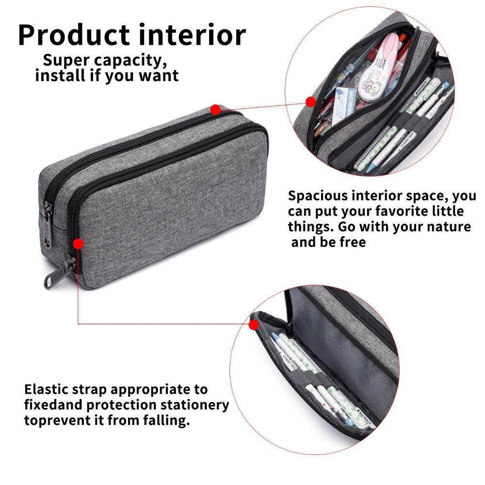 Cute Nylon Pencil Case Portable Creative Double Layered Stationery Box Large Capacity Kids Pen Bag Student Stationery Bag