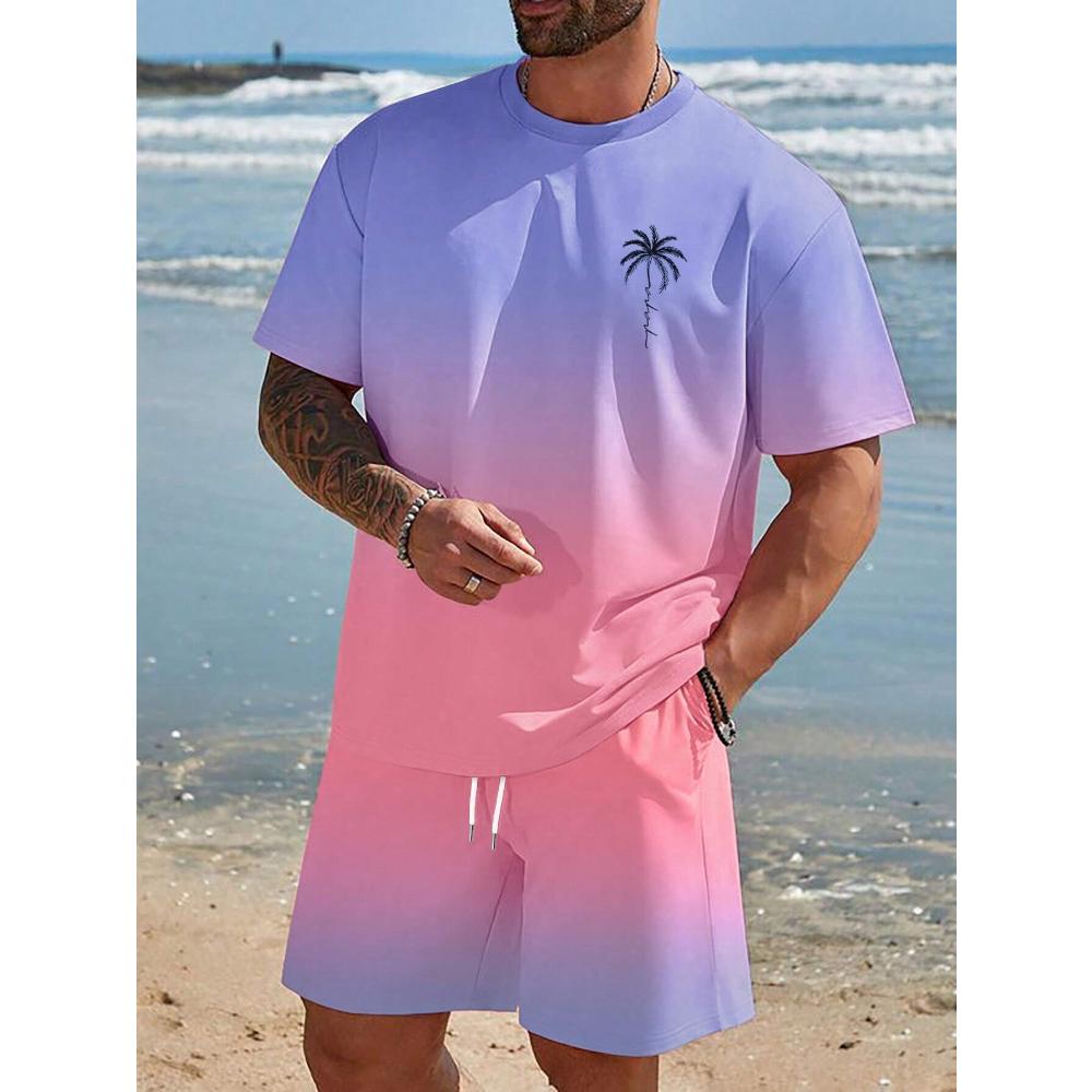 Men's Short-sleeved T-shirt Shorts Fashionable Breathable Beach Suit Casual Loose Unisex Sports Clothing