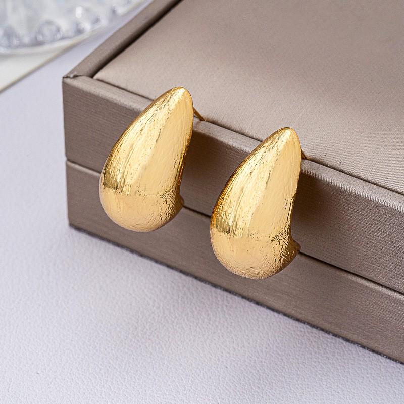 Minimalist Waterdrop Earrings Women Sterling Post With Real Gold Plating Matte Brushed Finish Lightweight Elegant