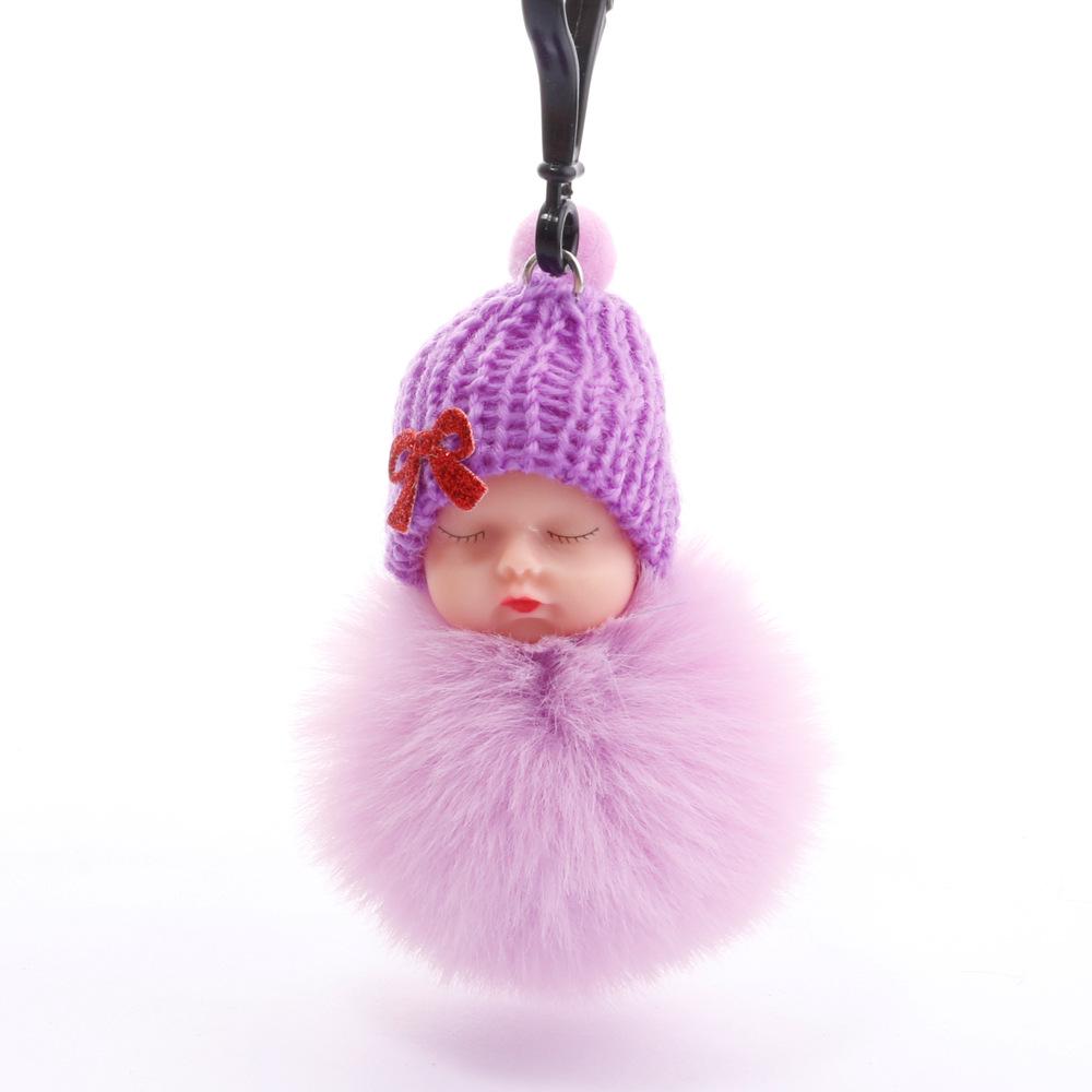 Imitation Rex Rabbit Fur Sleeping Doll Keychain - Cute Sleeping Baby Bag Pendant Gift