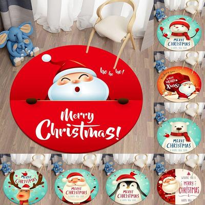 Vánoční kulatý koberec Santa Claus Koberce Kuchyně Ložnice Koberec Obývací pokoj Dětské koberečky Dětská podložka na hraní Vánoční dekorace