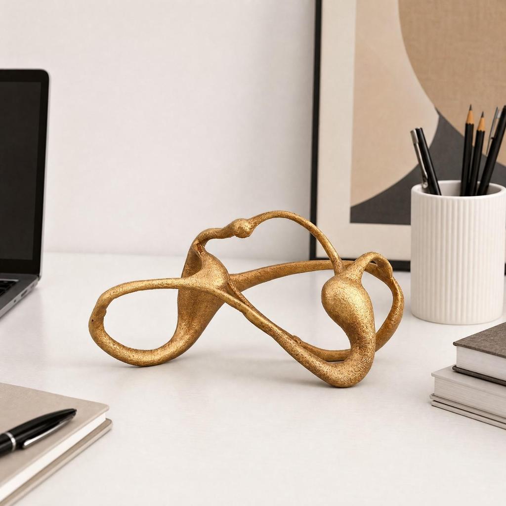 Abstract Metal Sculpture with Intertwined Loops for Living Room, Hotel Interiors
