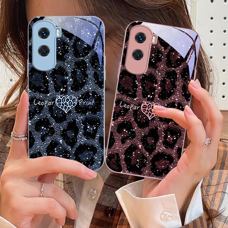 Leopard Spotted Love Green For Honor 200 90 8X 9X Pro Lite P50 P40 Nova 10 11i P60 Magic4 6 Mate 20 50 Tempered Glass Phone Case