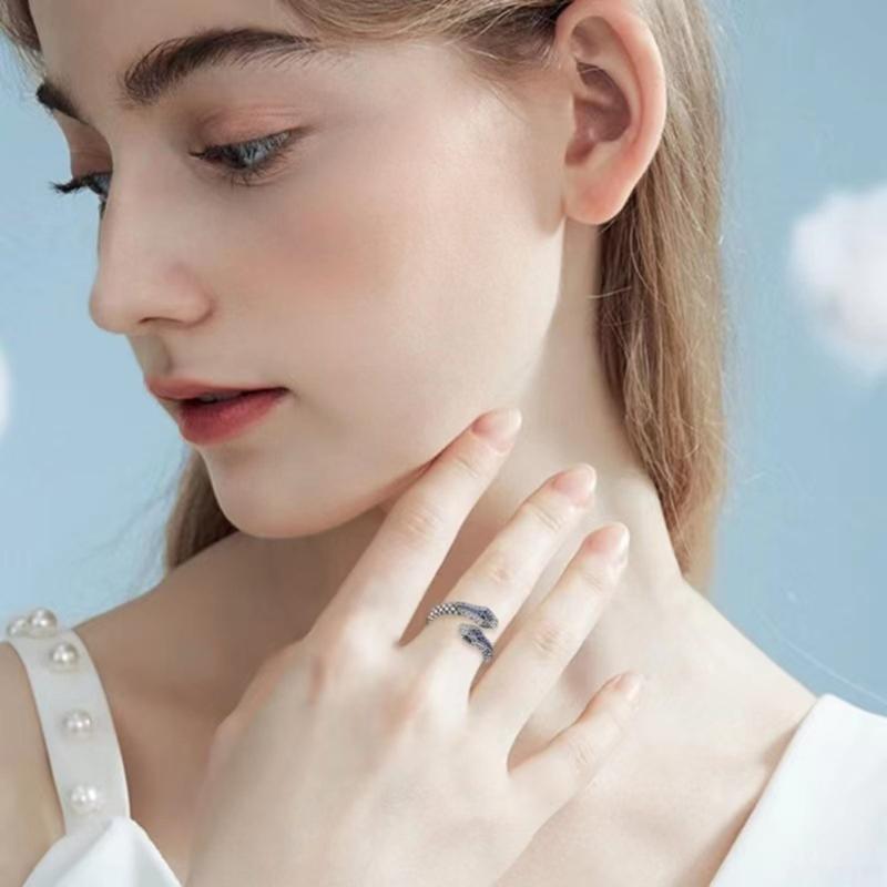Mode Offene Ringe Vintage Schlangenring Legierung Stapelringe Verstellbarer Tier Fingerring Punk Schmuck für Männer Frauen