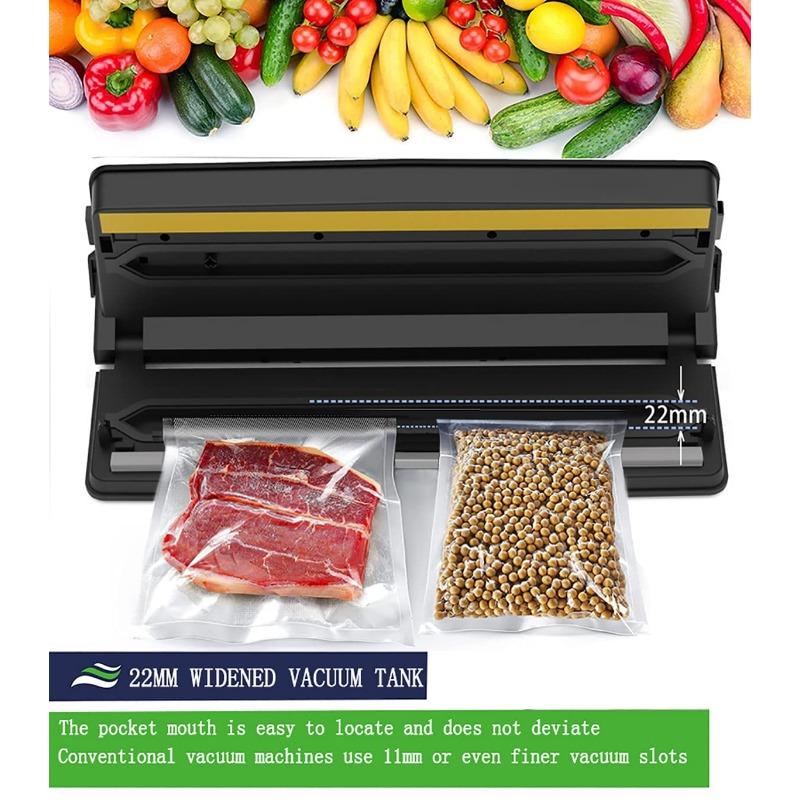 Vakuumiergerät für Lebensmittel mit 5 Siegelbeuteln, automatischer Lebensmittelversiegeler zur Lebensmittelkonservierung mit Starter-Kit, Modi für trockene und feuchte Lebensmittel