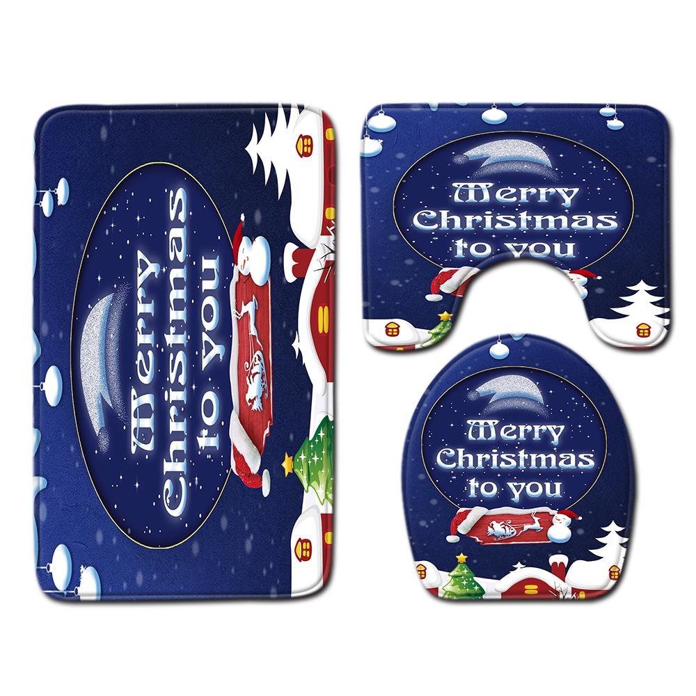 Christmas Bathroom Floor Mat Toilet Three-Piece Set