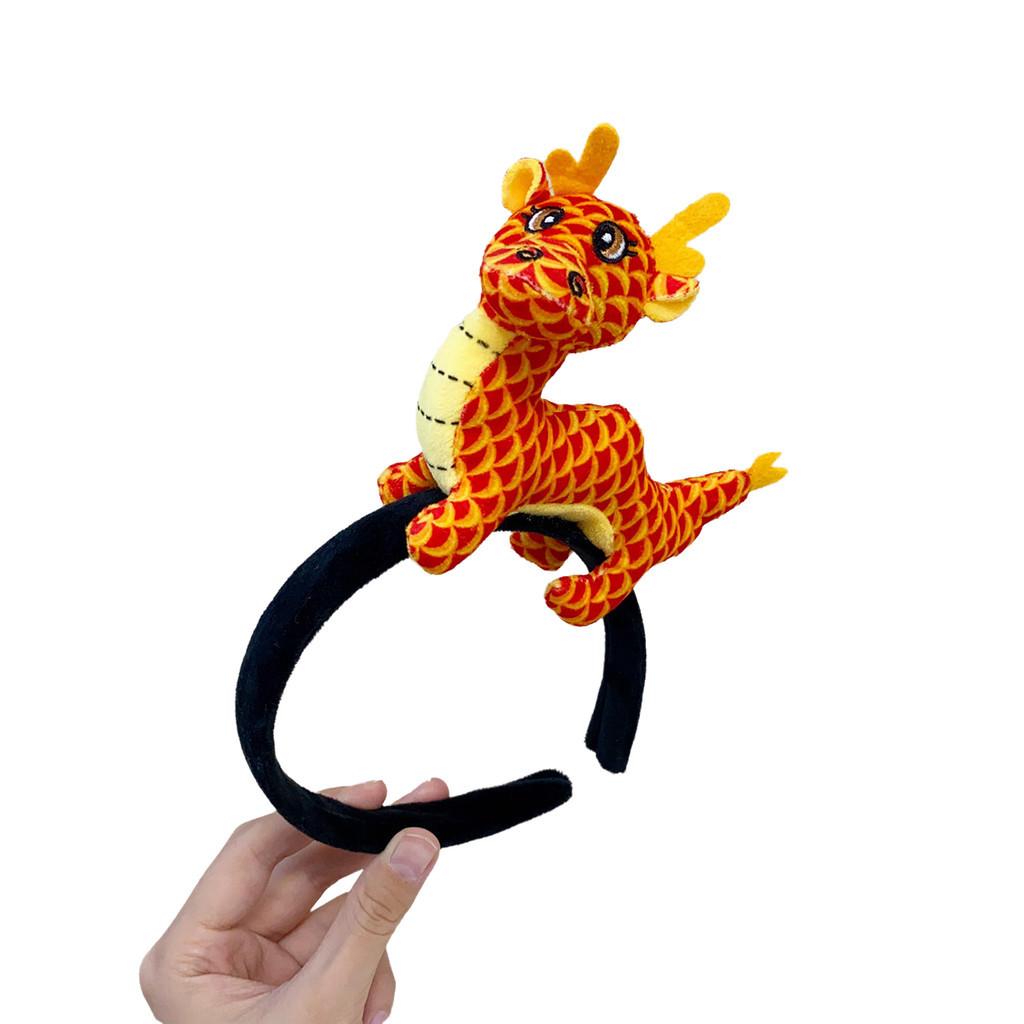Lovely Zodiac Dragon Hair Hoop Dragon Year Headpiece Handmade Fluffy Cartoon Headband