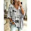 T-shirt da Donna Taglie Forti con Scollo a V e Maniche a Pipistrello Stampa Etnica Bohemien Top Largo Estivo Comodo Traspirante per il Pendolarismo Quotidiano Casual