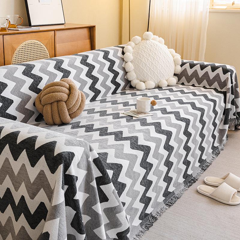 EIFLOY-Striped Chenille Couch Cover Blanket, for Sofa Corner, 2, 3 Seater, Sofa Towel Throw, One Piece, Universal for Pets Kids