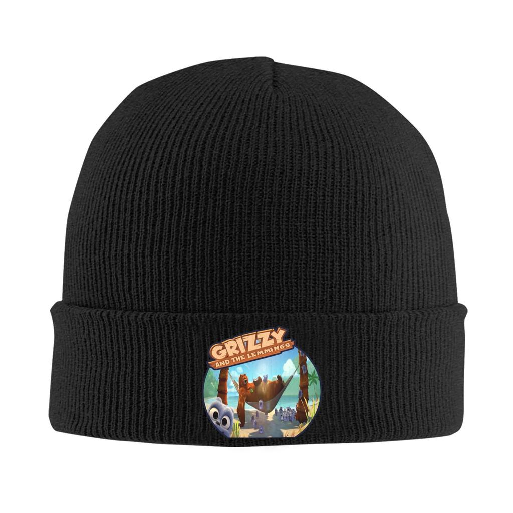 Grizzly and Lemmings Hat Autumn Winter Beanies Warm Animation Cap Unisex Women Acrylic Knitted Hat