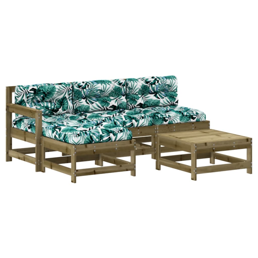 5 Piece Garden Lounge Set with Cushions Pressure Treated Pine Wood