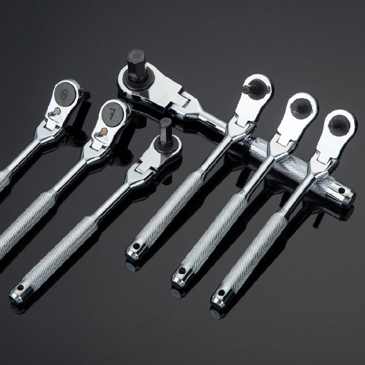 2 in 1 Flexible Head Wrench Steel Industrial Ratcheting Wrench Polishing Flexible Head Ratchet Combination Wrench