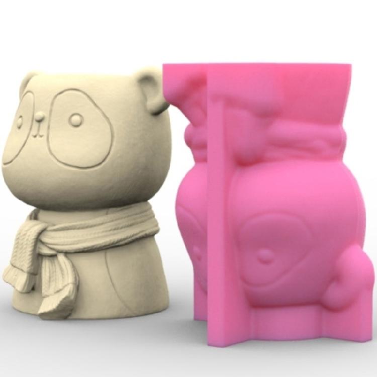 Panda Gypsum Flower Pots Silicone Resin Mold Epoxy Resin Castings Molds Succulent Vase Cement Mold Candle Holder Molds