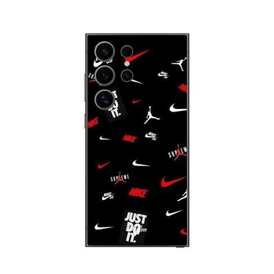 Coque Pour Samsung Galaxy S24 ULTRA NIKE JORDAN BLANC ROUGE Fond Noir