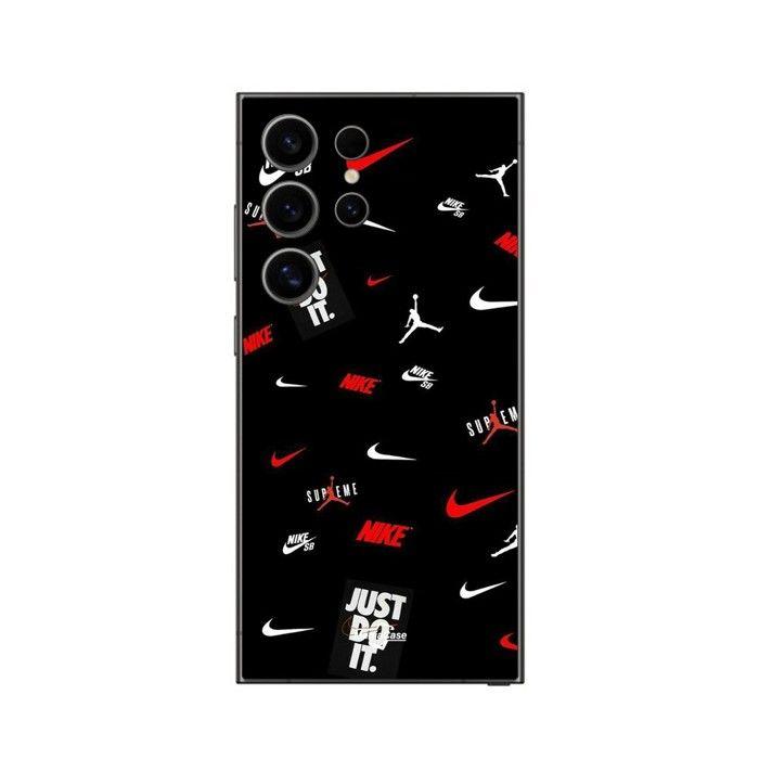 Case for Samsung Galaxy S24 ULTRA NIKE JORDAN WHITE RED Black Background