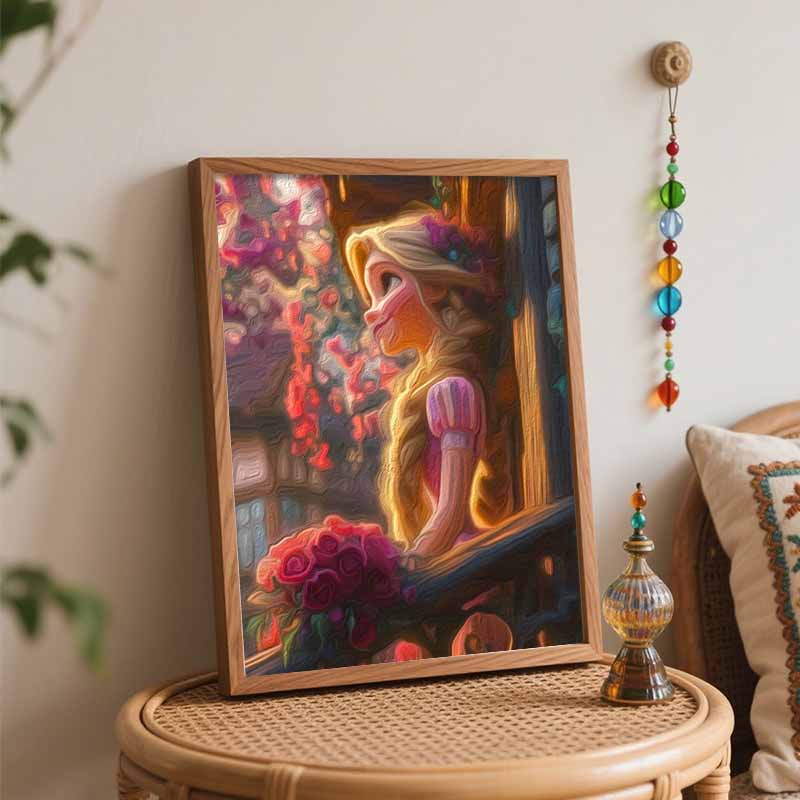 Disney oil painting Rapunzel handmade diy art painting home decor gift for her