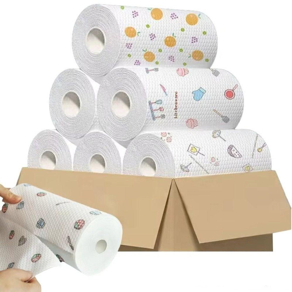 1Roll/400Sheets Non-woven Fabric Disposable Lazy Cleaning Rags Thickened Kitchen Towel Dishwashing