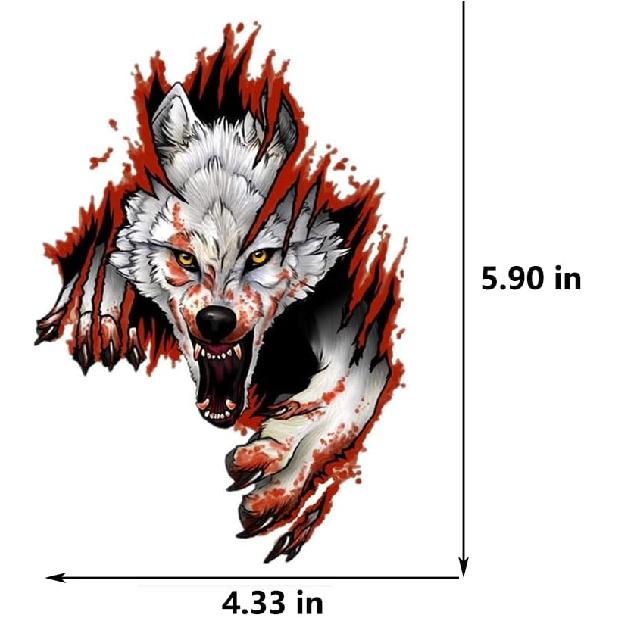 3D Personalized Car Stickers Decal Blood Wolf Reflective Stickers Decoration Sticker Window Decal Auto Truck Printed Scary Waterproof Self Adhesive