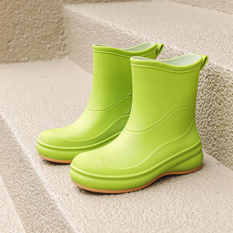 

rain shoes women s fashion versatile trend waterproof non-slip rubber rain boots velvet warm 40 зелений