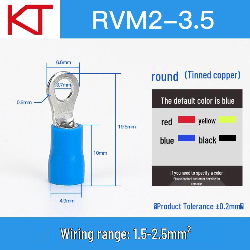 Kaisheng Round Pre-insulated Copper Crimp Terminals (RV2 Series)