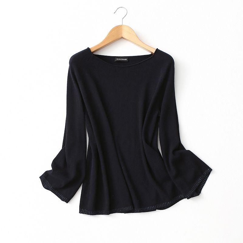 Export Export Intellectual Cashmere Quality Wool Knitwear Fall and Winter Flare Sleeve Underwear Blouse Fashion Mom Wear