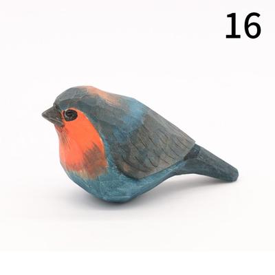 Desktop Ornament Cute Wood Carving Bird Mini Handmade Small Bird Ornament Painting Carving Wooden Bird Figurine Home Decor