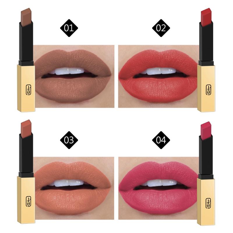 Sichtbar kleiner Goldbarren klebt nicht in der Tasse, Mattrot, 16 Farben, goldene Tube, Nude-Lippenstift, Schönheit
