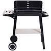Charcoal BBQ Grill with Adjustable Grill Height, Shelves and Wheels for Outdoor Use, 83x46x87 cm, Black