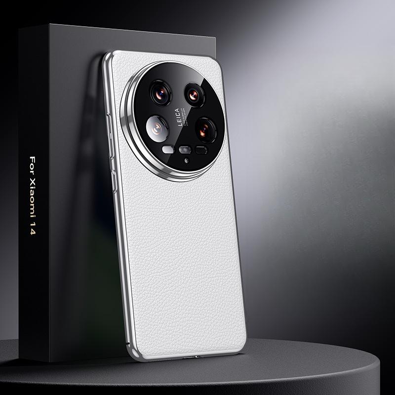 

Подходит для Xiaomi 14ultra Чехол для мобильного телефона Гальванизированный Xiaomi14pro Деловой мужской Полностью закрывающий Противоударный Роскошный кожаный чехол Xiaomi Mi 14