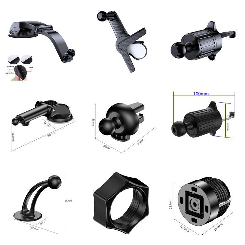 Universal Car Phone Holder with Suction Cup & Air Vent Clip