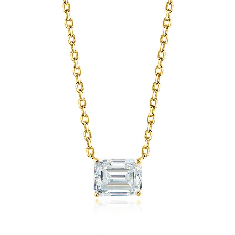 Smyoue 1-3CT Solitaire Moissanite Necklace for Women Emerald Cut Lab Diamond Wedding Female Necklace 925 Sterling Silver Jewelry