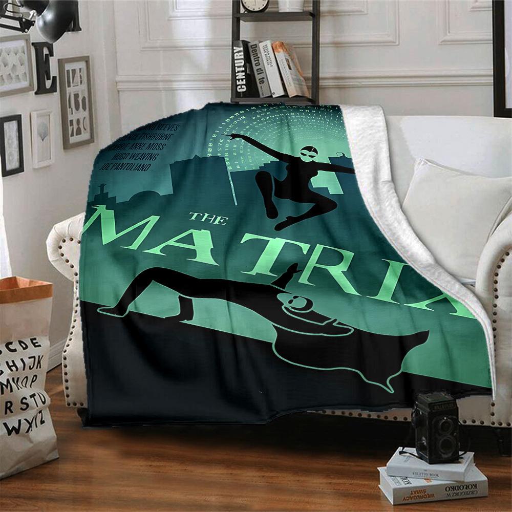1pc The Matrix Flannel Throw Blanket - HD Printed Lightweight Soft Warm All-Season Blanket for Sofa, Bed, Travel, Camping 031