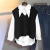 ZANZEA Women Casual Fake Two-Piece Long Sleeve Contrast Color Shirts