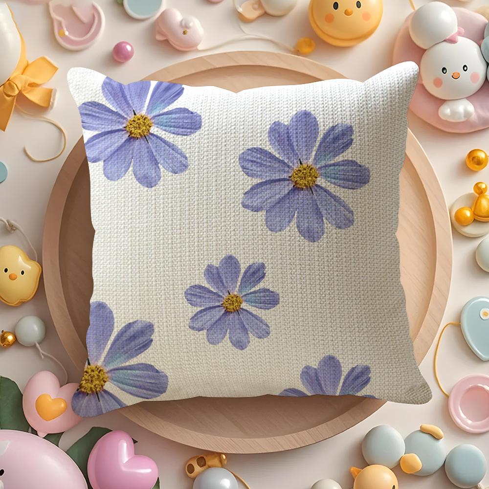 Simple Petal Pattern Cushion Cover Natural Linen Organic Fabric Double-Sided Printing Sofa Home Decor Gift Pillow Cover