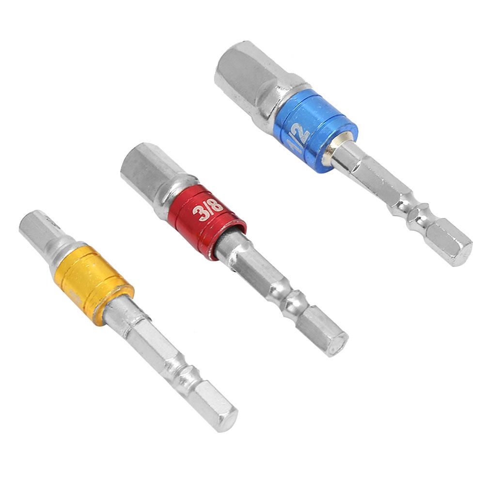 Chrome Vanadium Steel 1 4   3 8   1 2   Hex Shank To Square Extension Bar Adapter