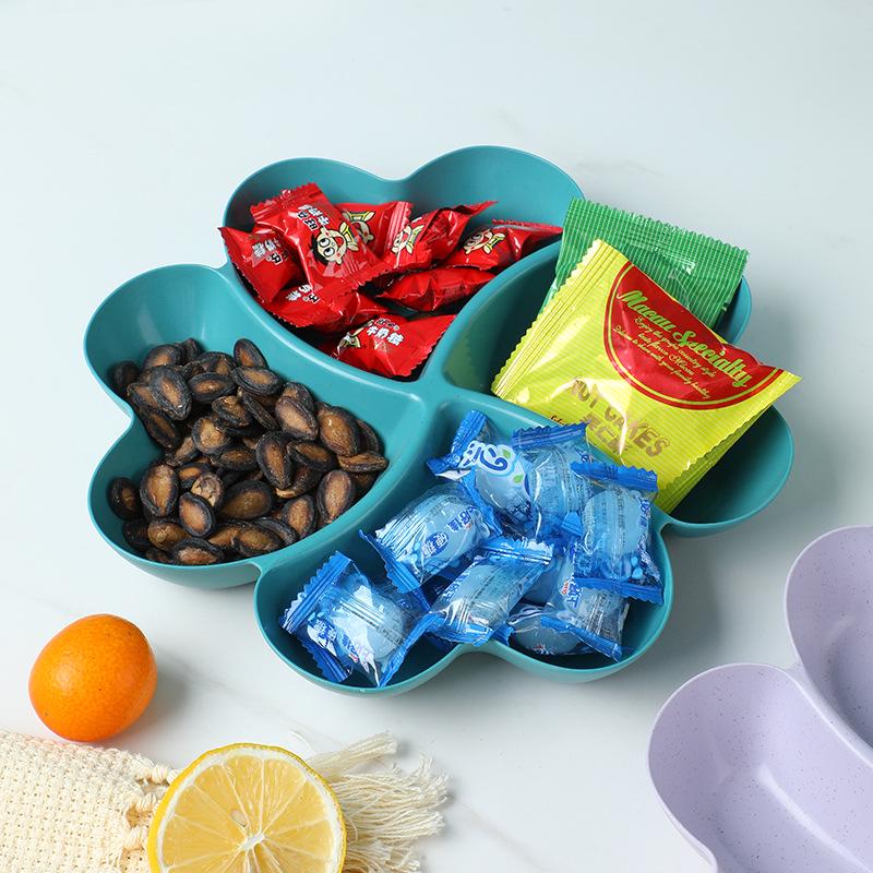 Four-Leaf Clover Drop-Resistant Divided Snack & Fruit Plate