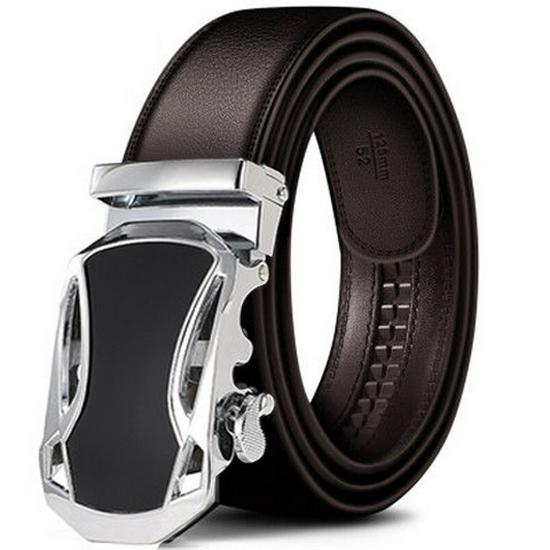 Men's Extra Long Khaki Leather Belt with Automatic Buckle - 140-150cm Casual Business Cowhide Waist Belt