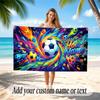 Soccer Theme Beach Towel Personalized Custom Name & Text Soft Quick Dry Beach Towel for Swimming Travel