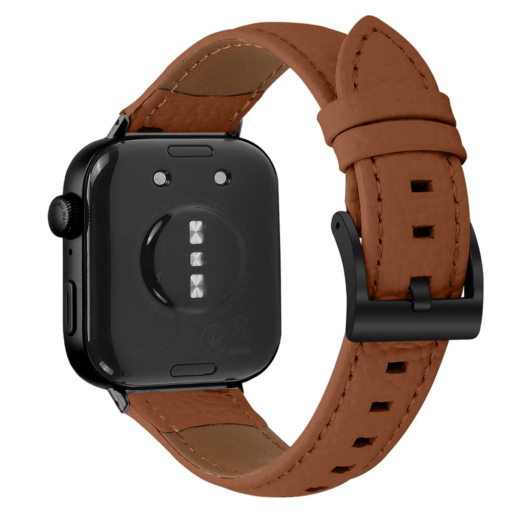 Litchi Textured Genuine Cow Leather Strap with Electroplated Buckle for Huawei Watch Fit 4 Pro/Fit 4/Fit 3 Pointed-End Watch Band