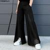 INCERUN Men High Waist Zip-up Side Mesh Patchwork Casual Flare Pants Trousers