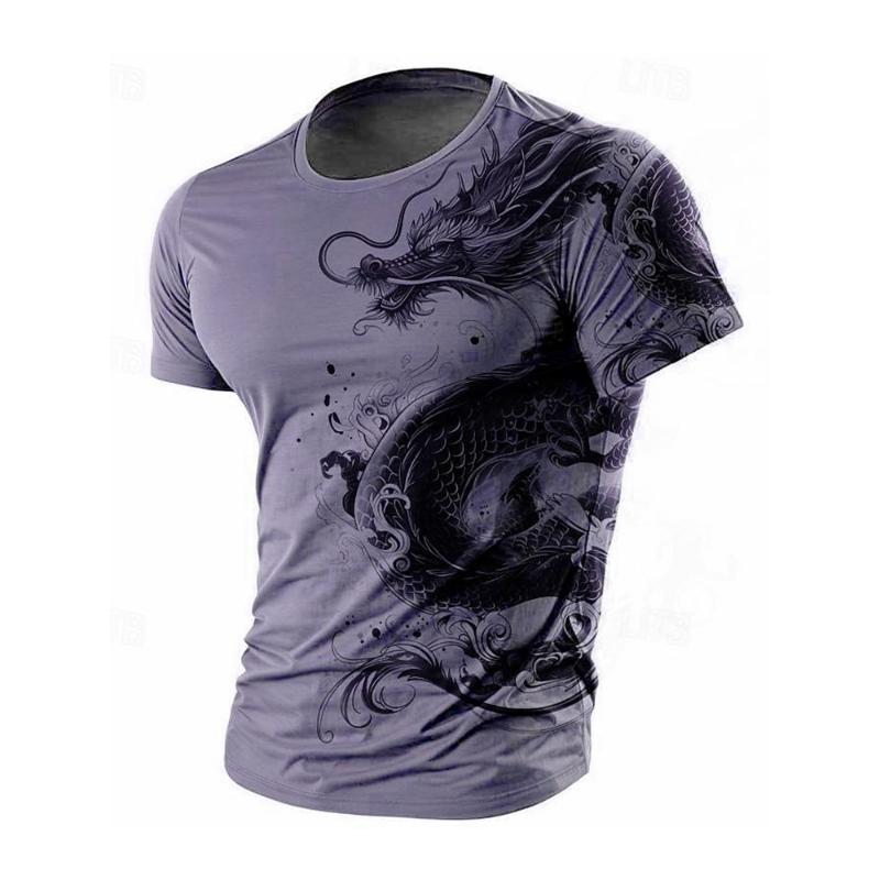 Men's T-shirt 3D dragon print summer daily casual men's street T-shirt short sleeved outdoor sports city fashion men's T-shirt