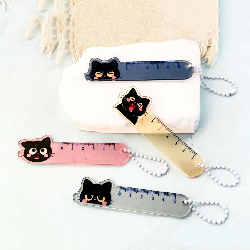 Cute Cartoon Animal Cat Dog Ruler Mini 5cm Portable Stationery Ruler Pendant Backpack Charm Student Prize Student Reward Gifts
