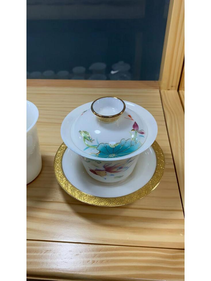 Chaxun Underglaze White Porcelain Gaiwan Tea Set