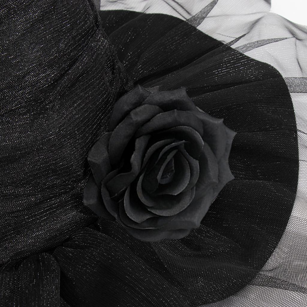 Rose Flower Witch Caps for Adult Wizard Hat Halloween Party Headwear Cloche Hat Holiday Headwear Role Playing Stage Hat