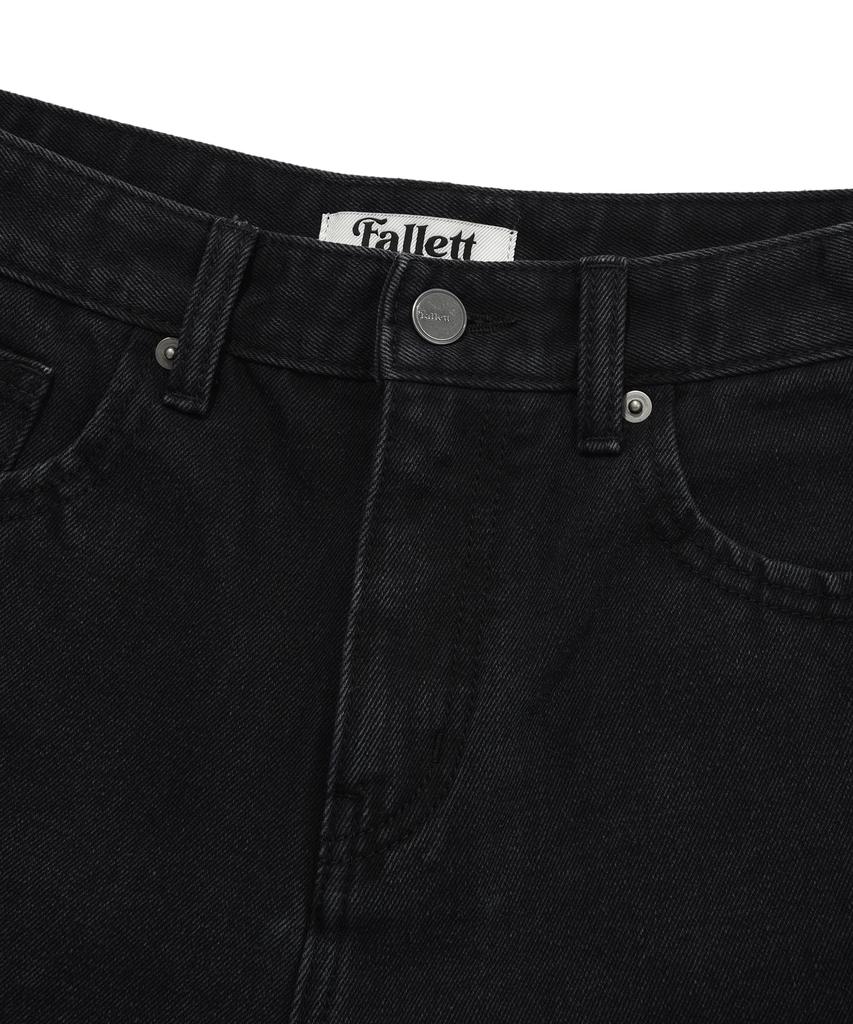 FALLETT Cut-Off Denim Shorts Black