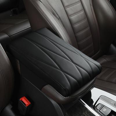 Pad Leather Memory Foam Car Armrest Car Armrest Box Mat Booster Console Universal Center Cushion Stripe Rhombus Embroider Armrest Seat Box