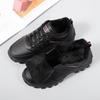 Fashion Autumn Winter Black Leather Sneakers Warm Sports Shoes Women Waterproof Lightweight Sneakers Lace Up Flats Sneakers With Fur