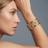 Roestvrij Staal Brede Manchet Armbanden voor Vrouwen Goudkleurig Grote Bij Bloemenprint Armbanden Exquise Feest Sieraden Accessoires